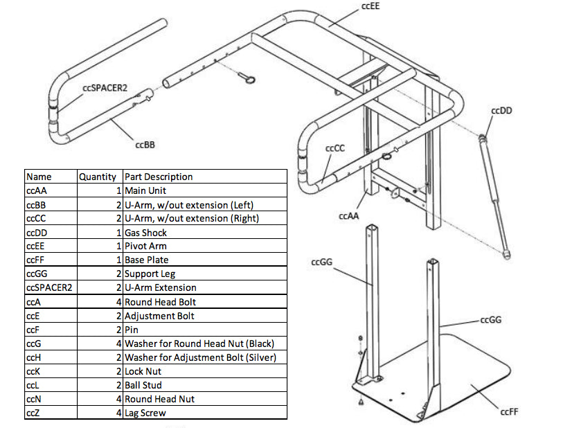 Cover Caddy U-Arm (Right) - hottubchemicals